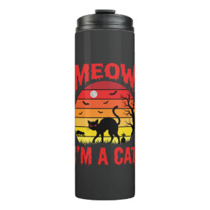 Halloween Meow Im a Cat Retro Sunset Thermal Tumbler