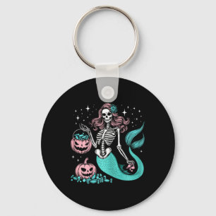 Halloween Mermaid Funny Skeleton Key Ring
