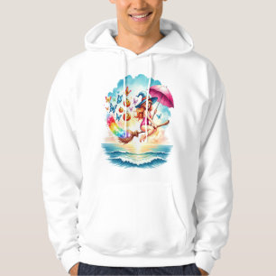 Halloween Mermaid Witch on Broom Hoodie