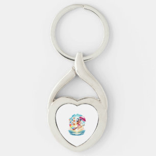Halloween Mermaid Witch on Broom Key Ring