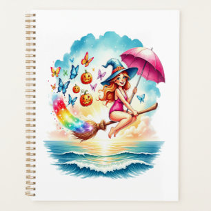 Halloween Mermaid Witch on Broom Planner