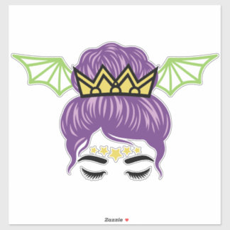 Halloween Messy Bun Sticker – Purple Hair Bat Wing