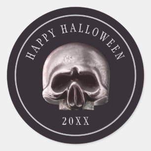 Halloween Metal Skull Custom Classic Round Sticker