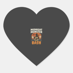 Halloween Midnight Monster Bash Heart Sticker