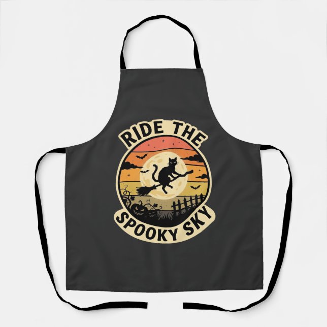 Halloween Midnight Witch Sunset Apron (Front)