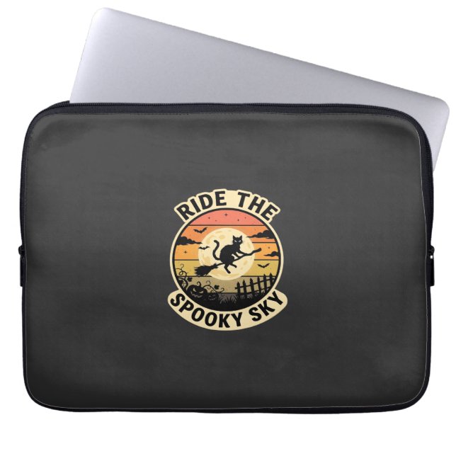 Halloween Midnight Witch Sunset Laptop Sleeve (Front)