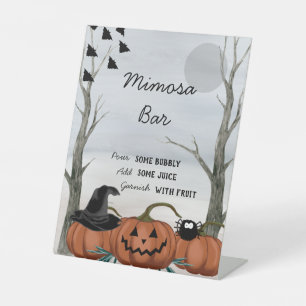 Halloween Mimosa Bar Sign, Halloween Party Pedestal Sign