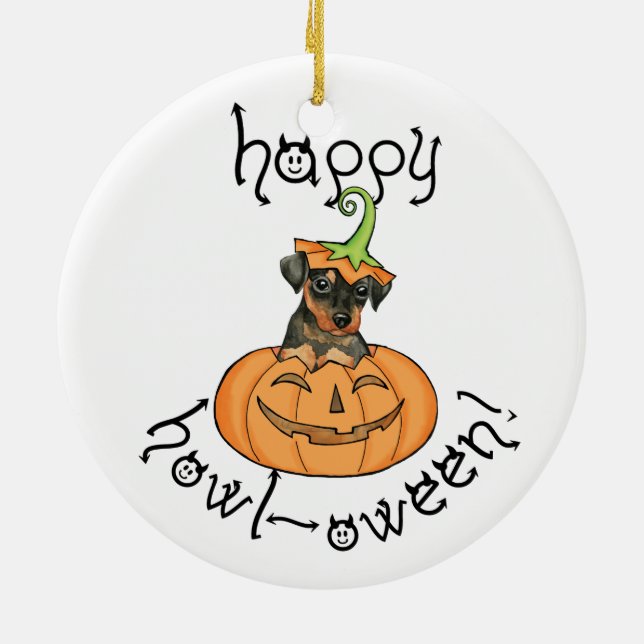 Halloween Min Pin Ceramic Tree Decoration (Back)