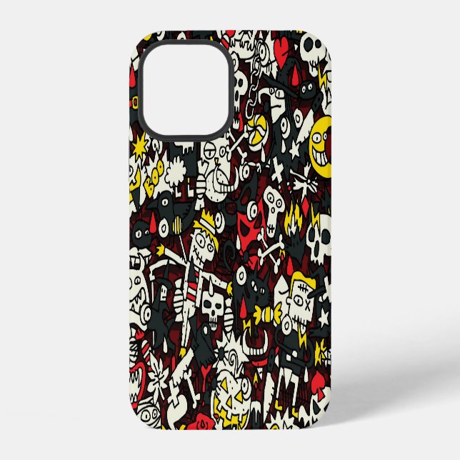 Halloween Mini Doodle Vintage Pattern iPhone Case (Back)