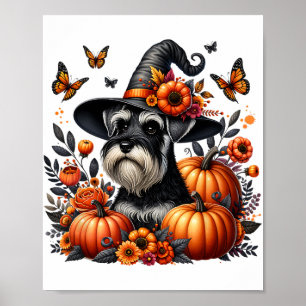 Halloween Miniature Schnauzer Dog Pumpkin Autumn F Poster