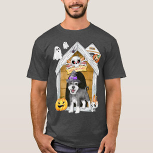 Halloween Miniature Schnauzer Dog Witch Haunted Ho T-Shirt
