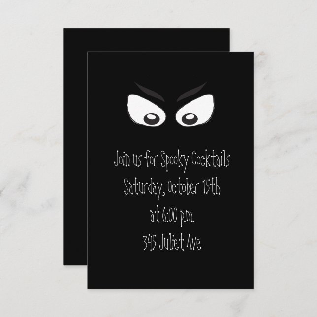 Halloween Minimalist Cute Whimsical Ghost Eyes Invitation (Front/Back)