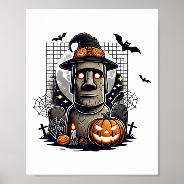 Halloween Moai Statue Ancient Culture  Poster (Front)