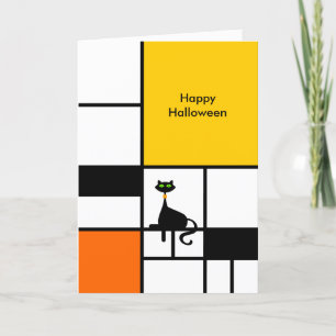 Halloween- Modern Art Cat Holiday Card