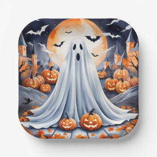 Halloween Modern Pumpkin Autumn Collection Paper Plate