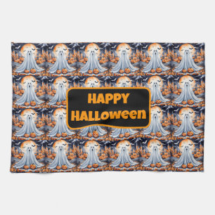 Halloween Modern Pumpkin Autumn Collection Tea Towel