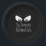 Halloween Modern Rustic Spooky Scary Ghost Eyes Paper Plate<br><div class="desc">Spooky Ghostly Ghoul Eyes Drawing, Scary spooky eyes glaring into you. In the darkness of a scary Halloween night, these spooky eyes can frighten any quest. Spirits, ghouls, and ghosts around. The misty fog-filtered background can be edited as well as the eyes can be moved about. A great design for...</div>