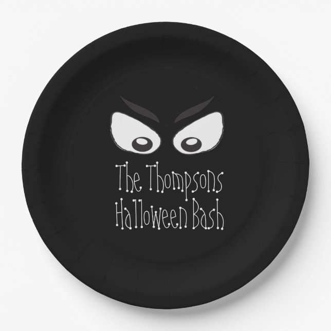 Halloween Modern Rustic Spooky Scary Ghost Eyes Paper Plate (Front)