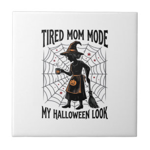 Halloween Mom Shirt Tired Costume Vintage Graphic_ Tile