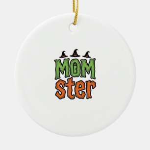 Halloween Momster Vintage Mum Shirt Design_1 Ceramic Tree Decoration