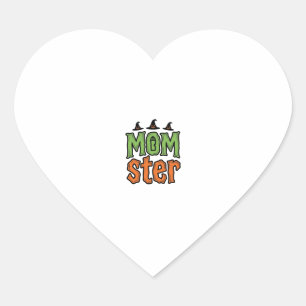 Halloween Momster Vintage Mum Shirt Design_1 Heart Sticker