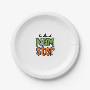 Halloween Momster Vintage Mum Shirt Design_1 Paper Plate