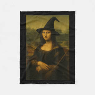 Halloween Mona Lisa Witch Fleece Blanket
