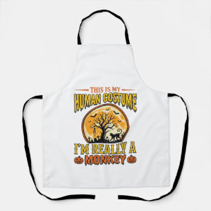 Halloween Monkey Costume Vintage Shirt Design_1 Apron