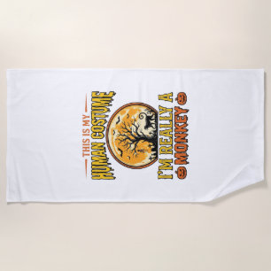 Halloween Monkey Costume Vintage Shirt Design_1 Beach Towel