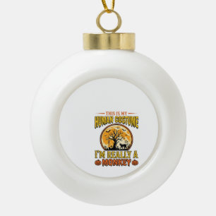 Halloween Monkey Costume Vintage Shirt Design_1 Ceramic Ball Christmas Ornament