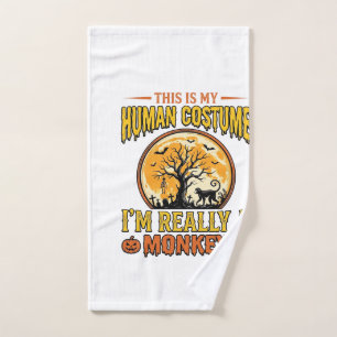 Halloween Monkey Costume Vintage Shirt Design_1 Hand Towel