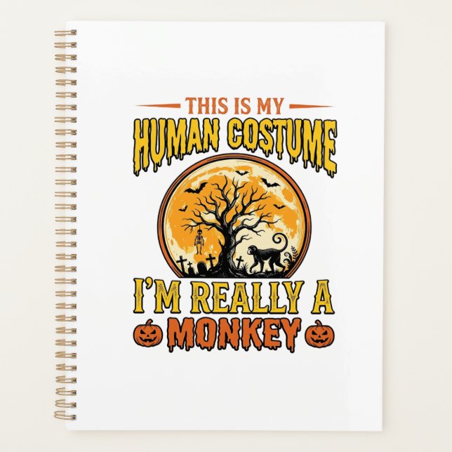 Halloween Monkey Costume Vintage Shirt Design_1 Planner (Front)
