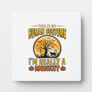 Halloween Monkey Costume Vintage Shirt Design_1 Plaque