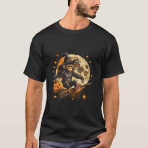 Halloween Monkey Pumpkin Autumn Scary Party Spider T-Shirt