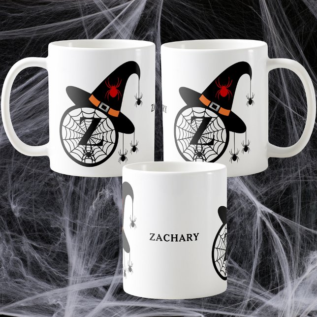 Halloween Monogram Z Witch's Hat Spiders Your Name Coffee Mug (Monogram Z Halloween Witch Spiders Your Name Coffee Mug)
