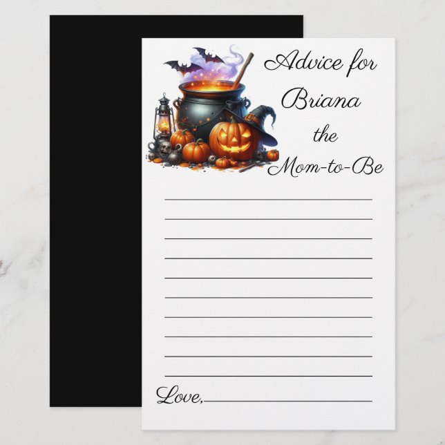 Halloween Monster Boy Baby Shower Advice for Mum (Front/Back)