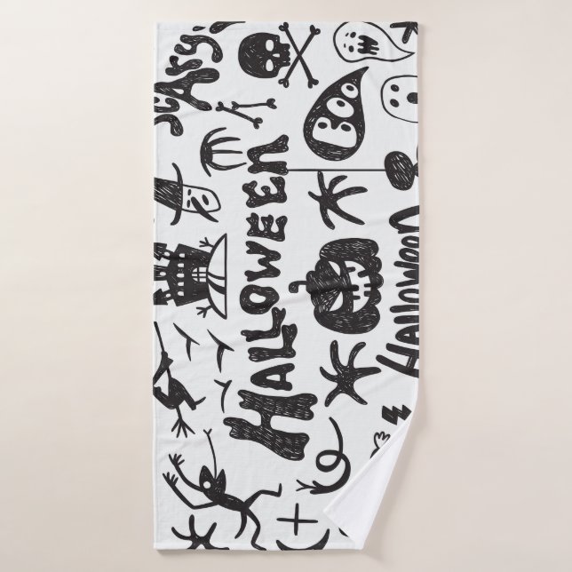 Halloween Monster Doodles Fun Bath Towel (Bath Towel)