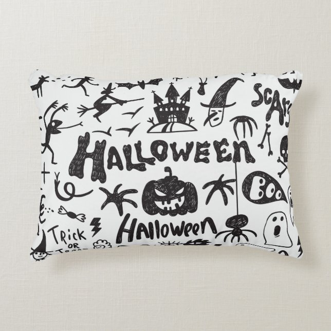 Halloween Monster Doodles Fun Decorative Cushion (Front)