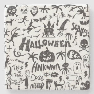 Halloween Monster Doodles Fun Stone Coaster
