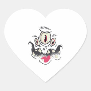 Halloween monster heart sticker