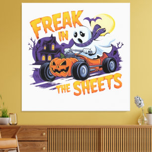 HALLOWEEN MONSTER IN THE BED SHEET CANVAS PRINT