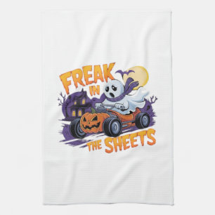 HALLOWEEN MONSTER IN THE BED SHEET TEA TOWEL