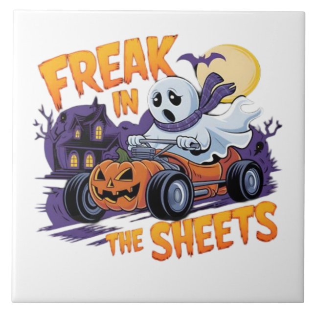 HALLOWEEN MONSTER IN THE BED SHEET TILE (Front)