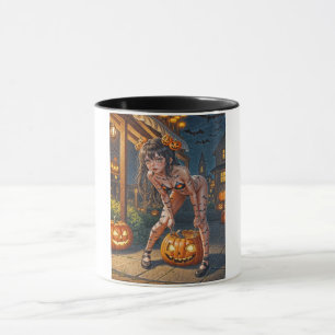 Halloween Monster Jack-o-Lantern & Bat Vixen Girl Mug