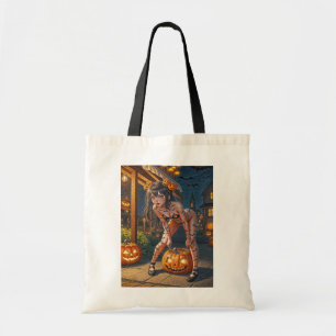 Halloween Monster Jack-o-Lantern & Bat Vixen Girl Tote Bag