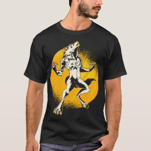 Halloween Monster Line Art Werewolf Horror Monster T-Shirt