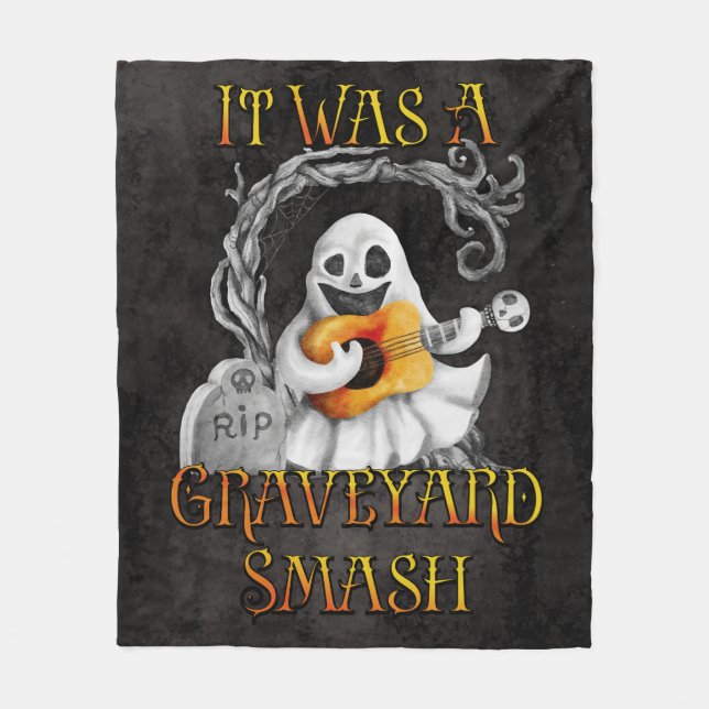 Halloween Monster Mash Ghost Graveyard Smash Fleece Blanket (Front)