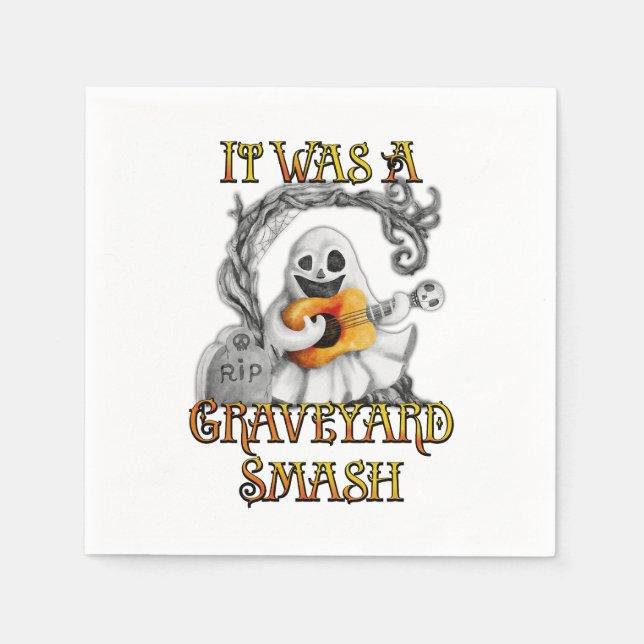 Halloween Monster Mash Ghost Graveyard Smash  Napkin (Front)