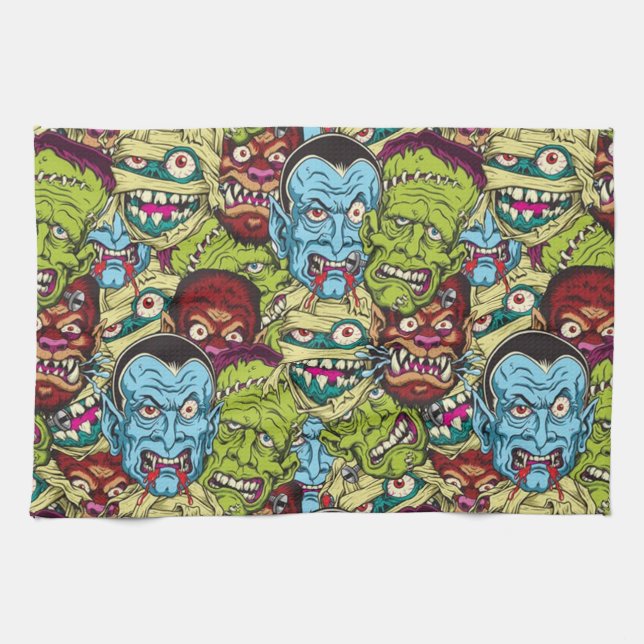 Halloween Monster Mash Tea Towel (Horizontal)
