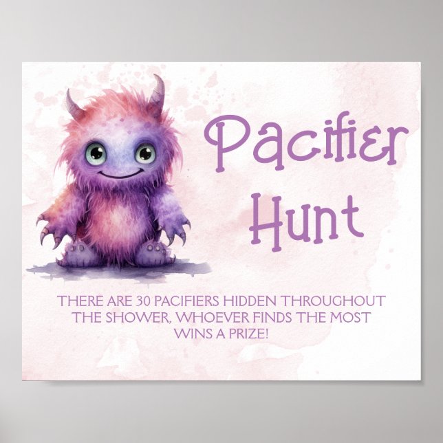 Halloween Monster Pacifier Hunt Baby Shower Game Poster (Front)